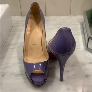 Lavender patent leather Loubi platforms
